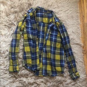 Toad&Co Blue and Yellow Plaid Casual Shirt